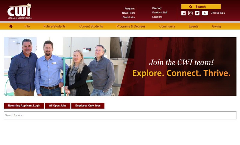 Screen shot of the new PageUp Careers at CWI page on the CWI Website