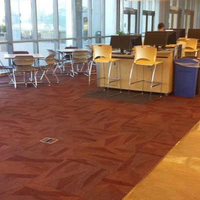 Title - The Academic Building's new common area carpet.