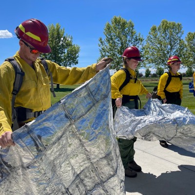 Fire recruits complete fire shelter training on May 26 at CWI.