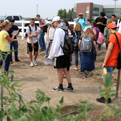 Students in the community garden