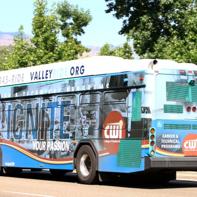CWI Career Technical Education bus wraps showcased on two ValleyRide buses in the Treasure Valley