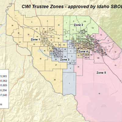 CWI Trustee Zones- approved by Idaho SBOE June 16, 2016.