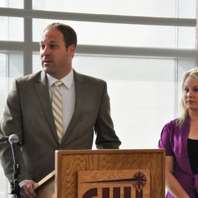 Title - CWI's Dean of Enrollment and Student Services, Kevin Jensen, speaks at an event announcing the CWIDeal Boost scholarship. 