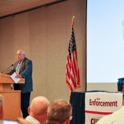 CWI President Bert Glandon speaks at the Law Enforcement program ceremony.