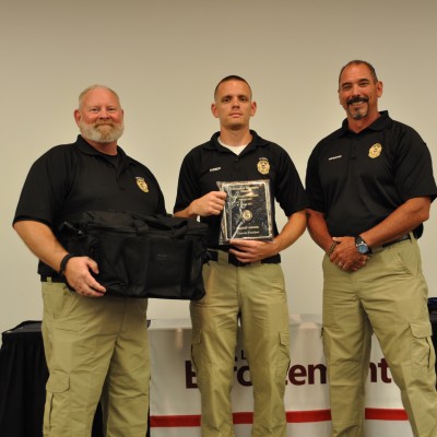 Travis Farber is presented the Backup Award at CWI's Law Enforcement program ceremony.