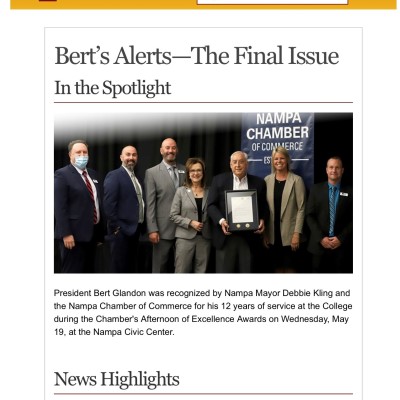 Final Issue of Bert's Alerts sent May 21, 2021
