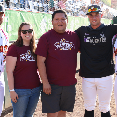 Juan Gurrola and his wife with Boise Hawks baseball players