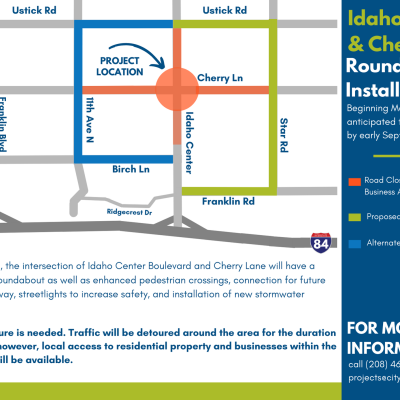 Idaho Center Cherry Roundabout Detour map