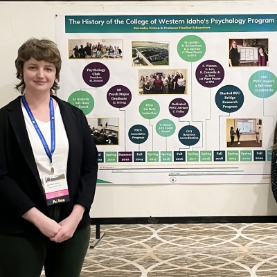 Mercades Nelson, left, and Heather Schoenherr presenting the history of Psychology Program at CWI