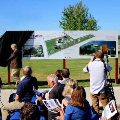 A sign showcasing CWI's Nampa Campus Development Plan was unveiled. 