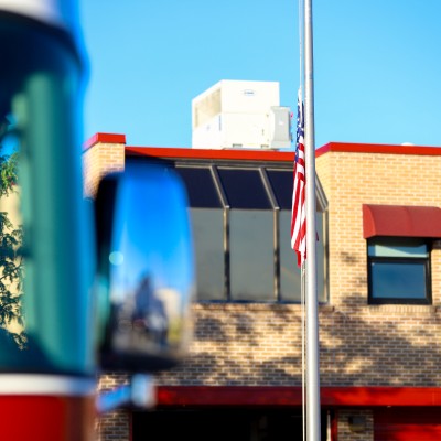 American flag outside Nampa Fire Station 1