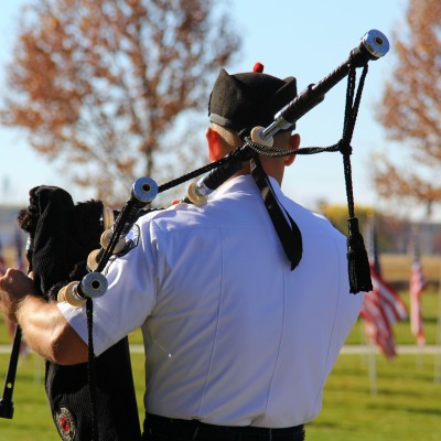 Bagpipes played during Veteran's Services