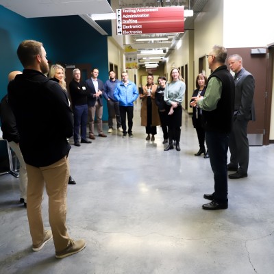 Tour group in CWI hallway