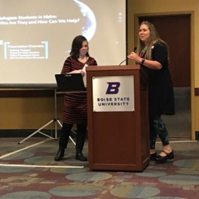 Katie Price, Outreach Enrollment Advisor, and Erica Compton, Advising and New Student Services Manager, presenting at the Inclus