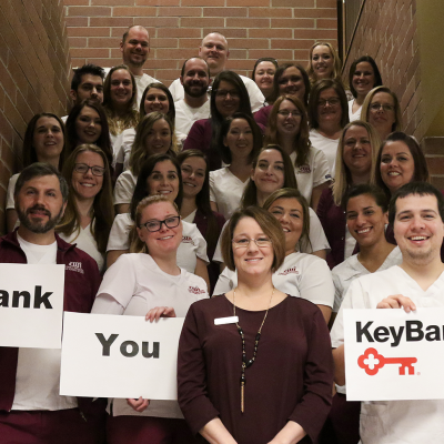 Professional Nursing students and Faculty thank KeyBank for generous donation. 