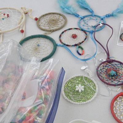 Dream catchers on a table
