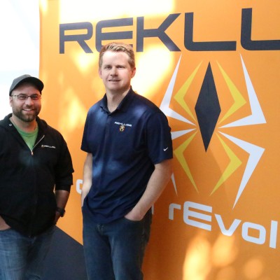 CNC programmer Dan Thompson, left, poses for a photo with Sean Brown, President of Rekluse Motor Sports in Boise. Thompson, a CWI graduate, has been working at the company for the past year.
