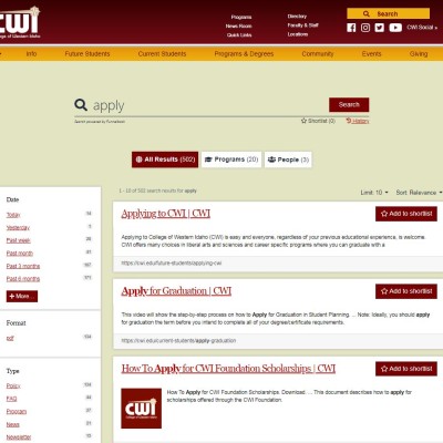 AI-driven search tool on CWI's external website