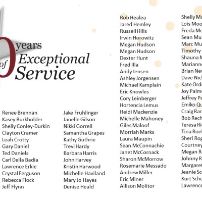 10-year Service Award recipients