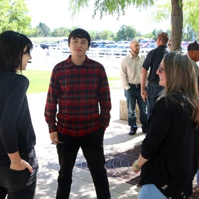 Family and friends gather to celebrate Joyce Bair at the Nampa Campus Academic Building.