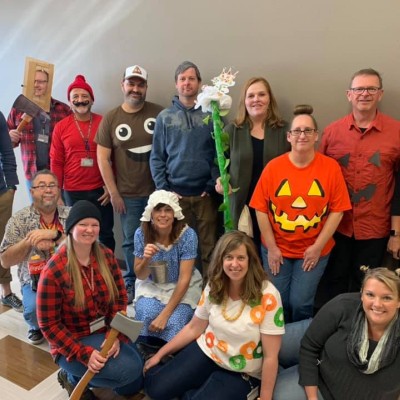 Members of IT dressed in a "Jack" theme for Halloween.