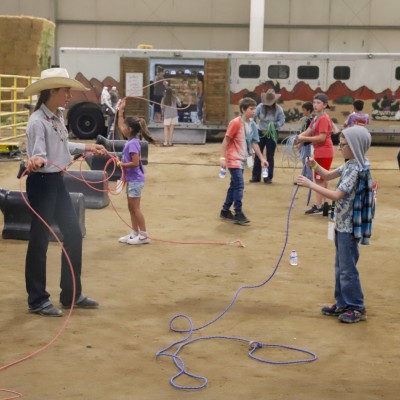 Campers learning lasso