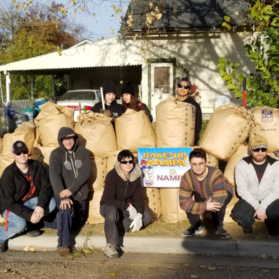 Skills USA and CWI's Student Veterans Association participate in Rake-Up Nampa. 