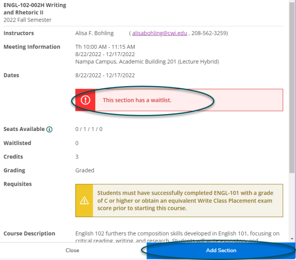 Add Section to be on waitlist page and button