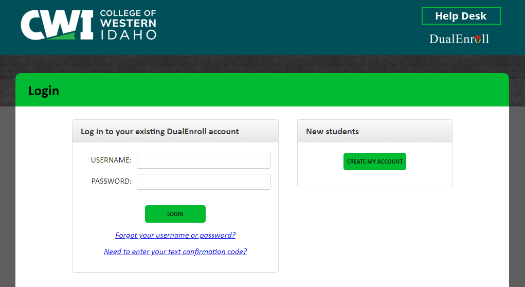 Dual enroll login screen