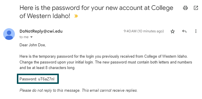 Image a of an email a proxy will receive with a link to set up their username and password