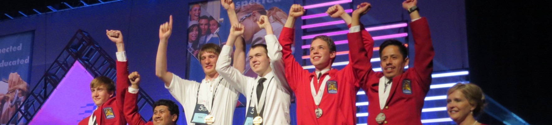 students celebrating wins at SkillsUSA competition