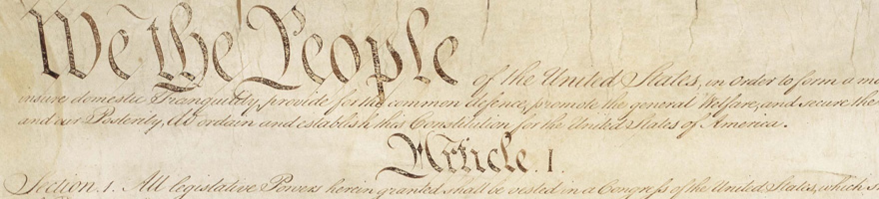 Close up of constitution showing "We the People".