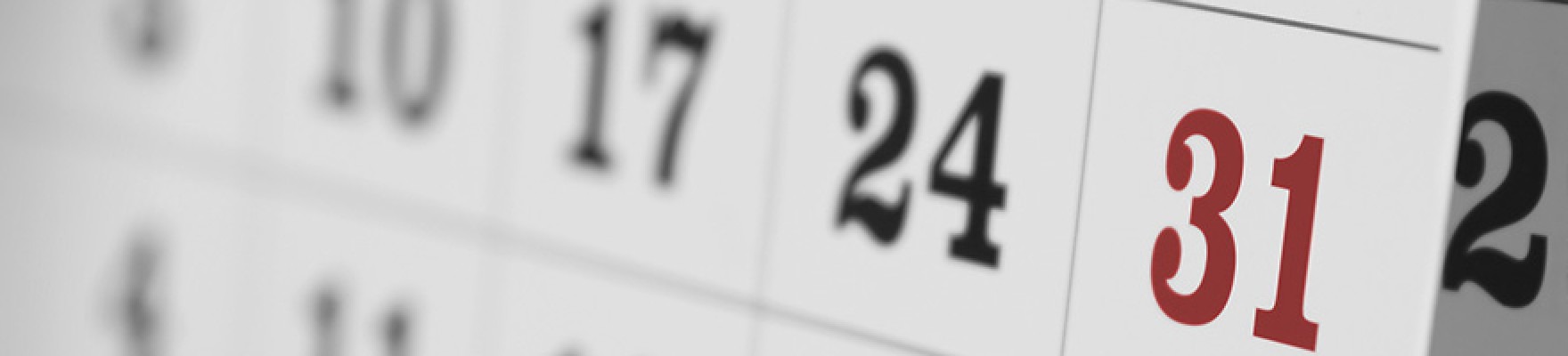 Close up of a black and white calendar 
