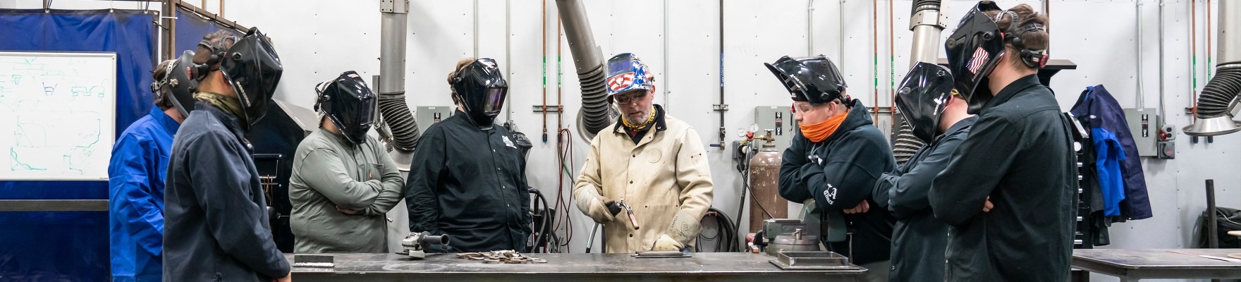 Students in a welding lab
