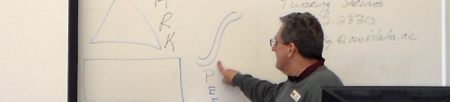 Image of instructor at whiteboard