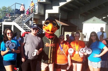CWI students with the Boise Hawks mascot 