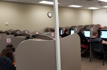 Students taking exams in Boise