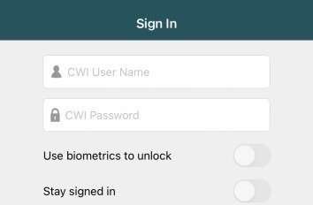 CWI Mobile App Sign In Screen
