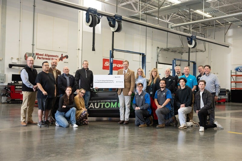 Nagel Foundation gifting a check to President Jones, CWI Foundation board members, staff, and students