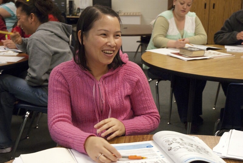 Adult Education student studying in a lab
