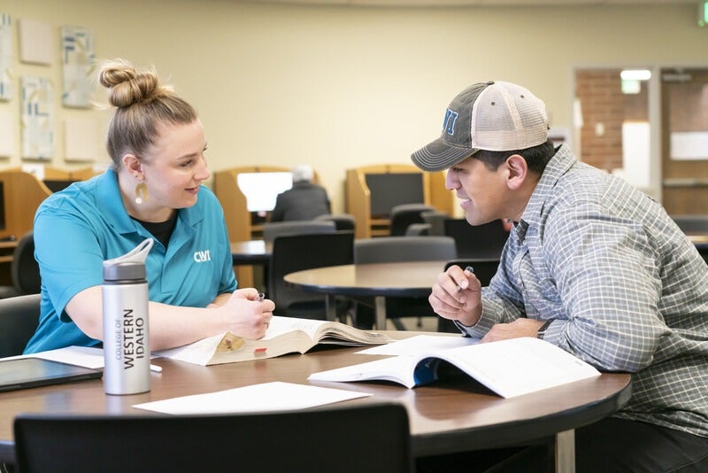 Student working with tutor