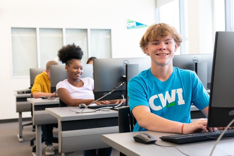 Dual credit students in a computer lab classroom