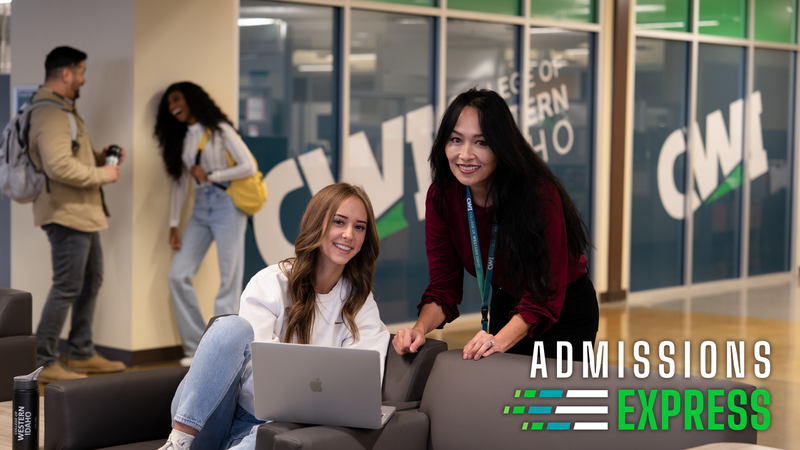 Students talking with Admissions Express representatives