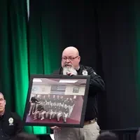 Stacy Mowry receiving class gift