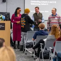 Graduate greets Micron leadership