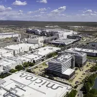 Aerial view of Micron construction