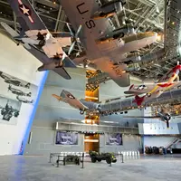 Airplanes hanging in the World War II Museum