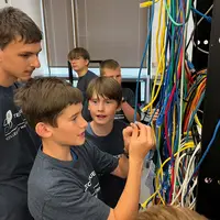 Students working on cabling