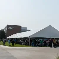 Tent outside of Nampa Campus Academic Building 