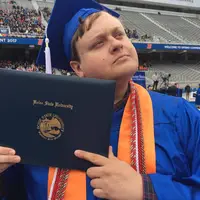 Yeates on graduation day at Boise State University